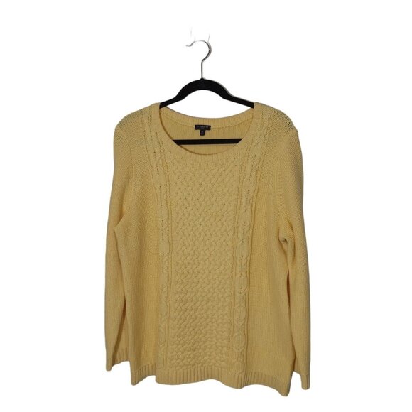 Talbots‎ Yellow Cable Knit Sweater Cotton Blend Size 1X - Picture 1 of 6